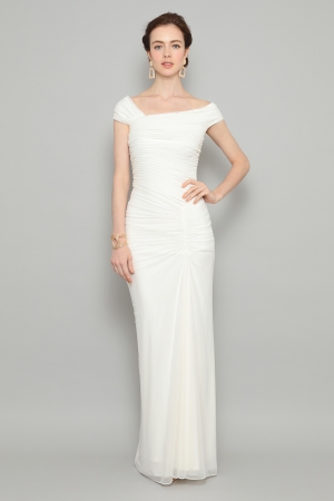 ホワイト メッシュ ロングドレス